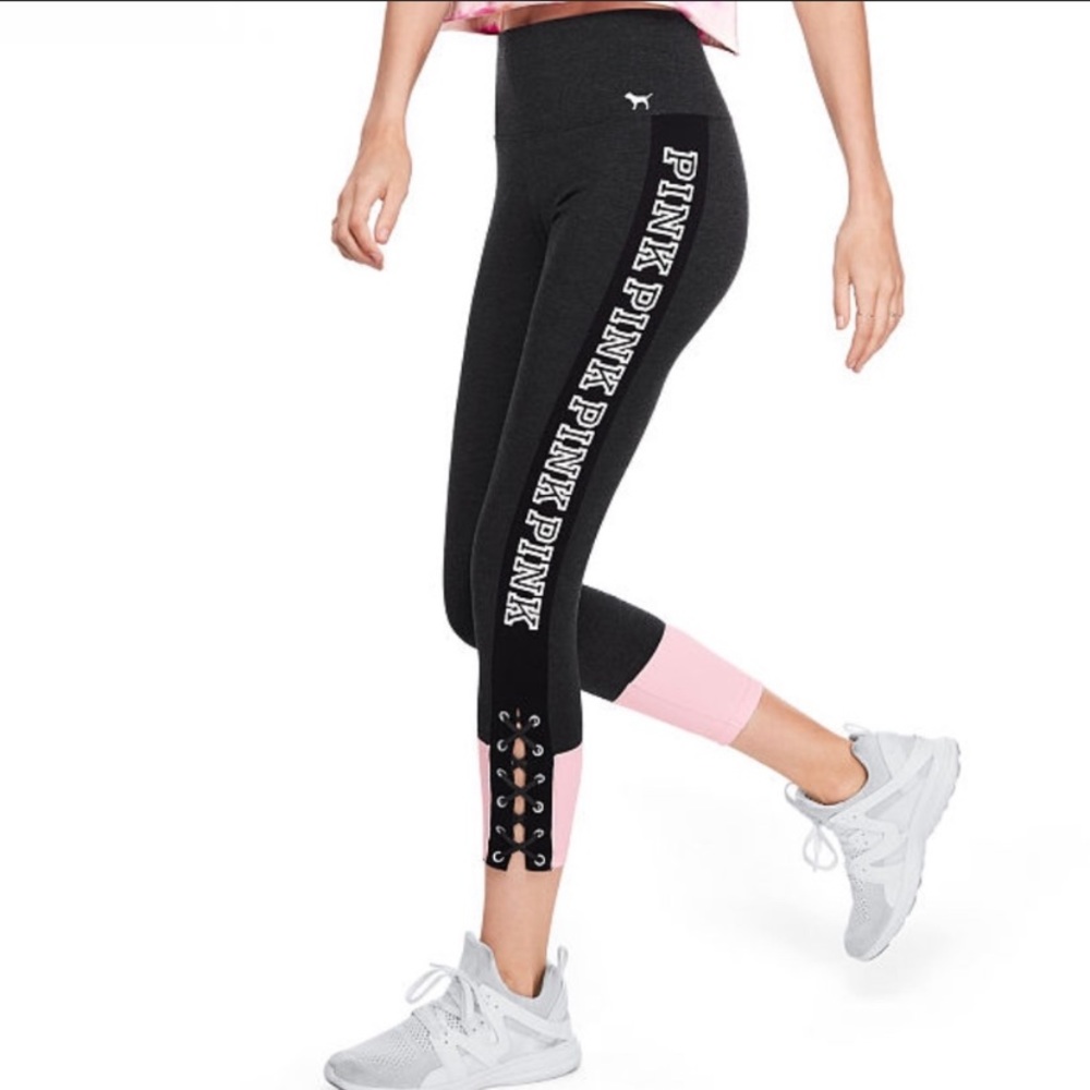 VS pink high waist ankle lace up leggings